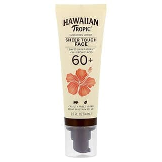Hawaiian Tropic, 全粹觸感面部抗曬乳，SPF 60+，2.5 液量盎司（74 毫升）