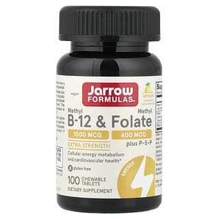 Jarrow Formulas, 全素甲基 B-12 和甲基葉酸，特強型，檸檬味，100 片咀嚼片