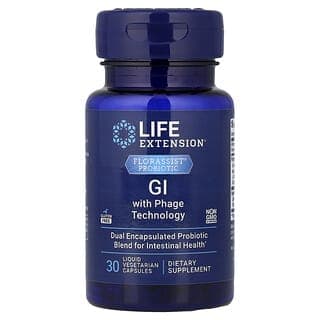 Life Extension, Florassist® 益生菌，帶噬菌體技術的 GI，30 粒液體素食膠囊