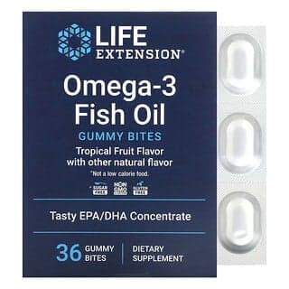 Life Extension, Omega-3 魚油軟糖零食，熱帶水果味，750 毫克，36 粒