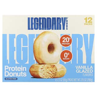 Legendary Foods, 蛋白甜甜圈，香草糖霜，12 包，每包 2.3 盎司（65 克）