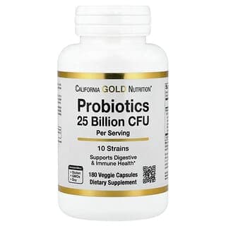 California Gold Nutrition, 含 NCFM、乳酸雙歧杆菌、植物乳杆菌和乾酪乳杆菌的益生菌，10 種菌種混合物，250 億 CFU，180 粒素食膠囊