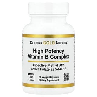 California Gold Nutrition, 優效維生素 B 複合物，含甲基葉酸和甲基 B12，30 粒素食膠囊