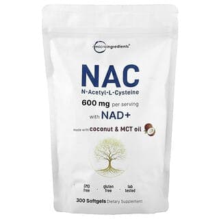 Micro Ingredients, 含 NAD+ 的 NAC（N-乙酰半胱氨酸）軟膠囊，300 粒