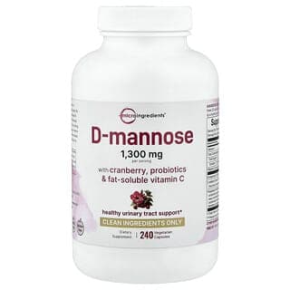 Micro Ingredients, D-甘露糖，含蔓越莓、益生菌和脂溶性維生素 C，240 粒素食膠囊