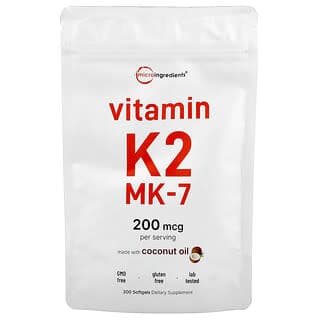 Micro Ingredients, 維生素 K2 MK-7，200 微克，300 粒軟膠囊