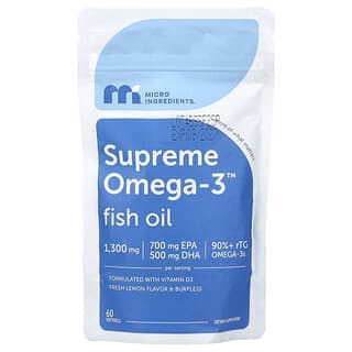 Micro Ingredients, Supreme Omega-3™ 魚油，新鮮檸檬味，60 粒軟膠囊