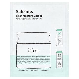 make p:rem, Safe Me，舒緩保濕美容面膜 15，1 片，0.84 液量盎司（25 毫升）