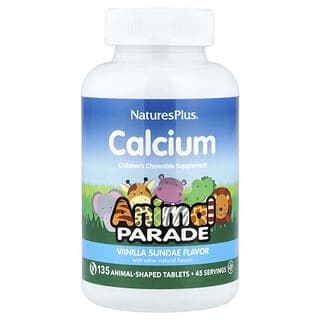 NaturesPlus, Animal Parade®，兒童鈣咀嚼補劑，香草聖代味，90 片動物狀片劑