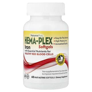 NaturesPlus, Hema-Plex® 鐵，60 粒速效軟膠囊