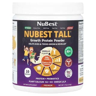 NuBest Tall®，成長蛋白質粉，適合 4 歲以上兒童和青少年，香草味，7.76 盎司（220 克）