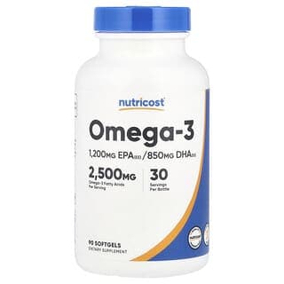 Nutricost, Omega-3，2500 毫克，90 粒軟膠囊（每粒軟膠囊 833 毫克）