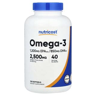 Nutricost, Omega-3，2500 毫克，120 粒軟膠囊（每粒軟膠囊 833 毫克）