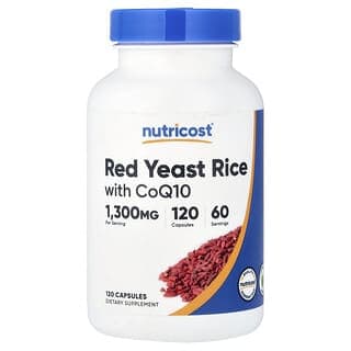 Nutricost, 富含輔酶 Q10 的紅曲米，1300 毫克，120 粒膠囊（每粒膠囊 650 毫克）