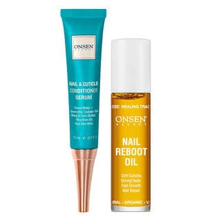 Onsen Secret, 指甲和角質層護理精華和 Nail Reboot 油套裝，2 件套