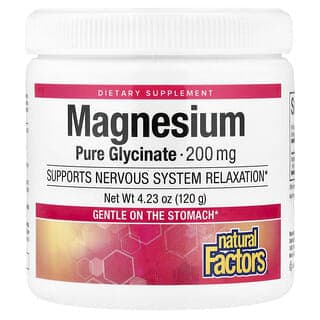 Natural Factors, 雙甘氨酸鎂，200 毫克，4.2 盎司（120 克）