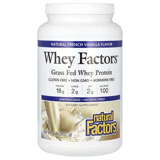 Natural Factors, 乳清因數，草飼乳清蛋白，天然法國香草香料，2 磅（907 克）