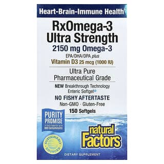 Natural Factors, RxOmega-3 特強型，含維生素 D3，150 粒軟膠囊