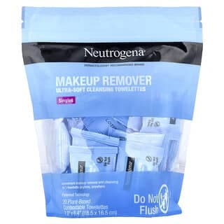 Neutrogena, 卸妝液，超柔軟卸妝溼巾，一包，20 片植物基可降解溼巾