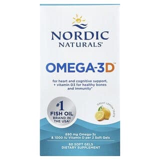 Nordic Naturals, Omega-3D™，檸檬味，60 粒軟膠囊