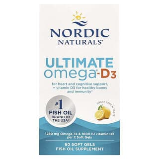 Nordic Naturals, Ultimate Omega-D3，檸檬味，60 粒軟凝膠