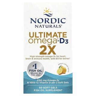 Nordic Naturals, Ultimate Omega®-D3 2X 軟膠囊，檸檬味，60 粒