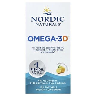 Nordic Naturals, Omega-3D™，美味檸檬味，120 粒軟膠囊
