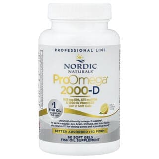 Nordic Naturals, ProOmega 2000-D, Lemon, 625 mg, 60 Soft Gels