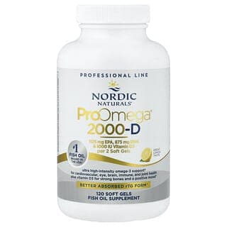 Nordic Naturals, ProOmega 2000-D，檸檬味，1,250 毫克，120 粒軟凝膠（每粒軟凝膠 625 毫克）