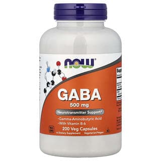 NOW Foods, GABA 含維生素 B-6,500 毫克，200 粒素食膠囊