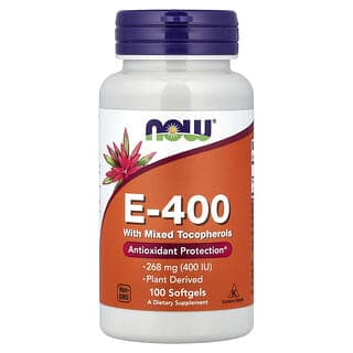 NOW Foods, E-400，含混合生育酚，268 毫克（400 國際單位），100 粒軟凝膠
