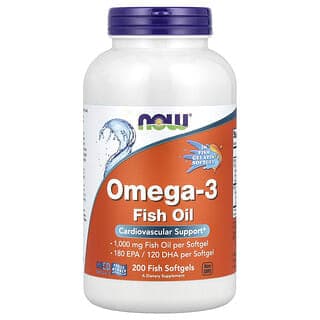 NOW Foods, Omega-3 魚油，1000 毫克，200 粒魚軟膠囊