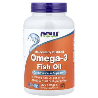 NOW Foods, Omega-3 魚油，1000 毫克，200 粒軟膠囊