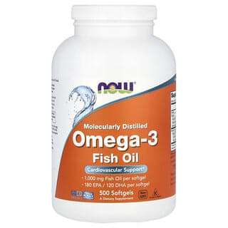 NOW Foods, Omega-3 魚油，1000 毫克，500 粒軟膠囊