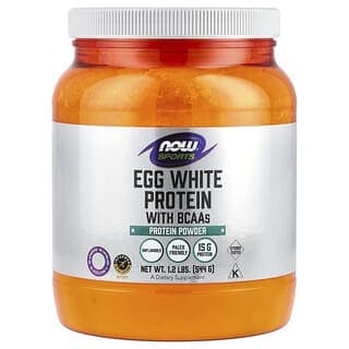 NOW Foods, 運動，含支鏈氨基酸的蛋清蛋白，蛋白質粉，原味，1.2 磅（544 克）
