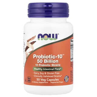 NOW Foods, Probiotic-10，500 億，50 粒素食膠囊