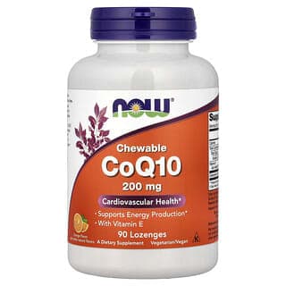 NOW Foods, 含維生素 E 的輔酶 Q10 咀嚼片，橙子味，90 粒