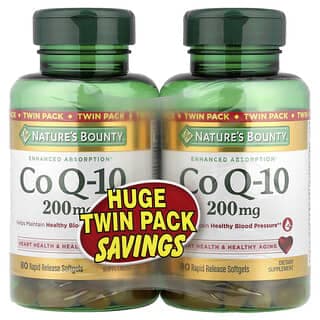 Nature's Bounty, 輔酶 Q-10，雙瓶包裝，200 毫克，2 瓶，每瓶 80 粒速釋軟凝膠