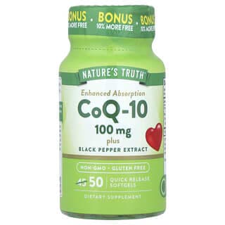Nature's Truth, CoQ-10 Plus 黑胡椒提取物，加強吸收，100 毫克，50 粒速釋軟膠囊