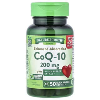 Nature's Truth, 輔酶 Q-10 Plus 黑胡椒提取物，加強吸收，200 毫克，50 粒速釋軟膠囊