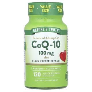Nature's Truth, CoQ-10 Plus 黑胡椒提取物，加強吸收，100 毫克，120 粒速釋軟膠囊
