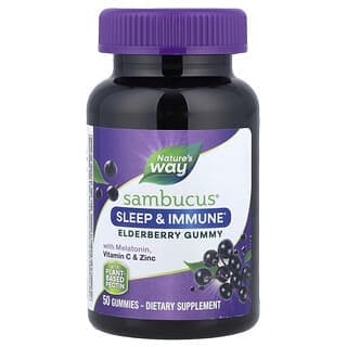 Nature's Way, Sambucus®，含褪黑荷爾蒙的睡眠和機體抵抗接骨木果軟糖，維生素 C 和鋅，50 粒軟糖