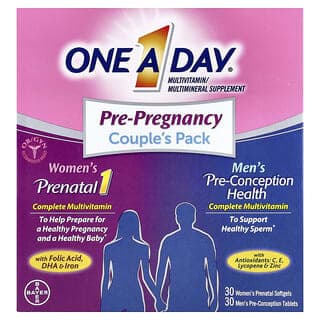 One-A-Day, 備孕夫妻套裝，女性產前健康和男性備孕健康，30 粒女性產前軟膠囊，30 粒男性備孕片劑