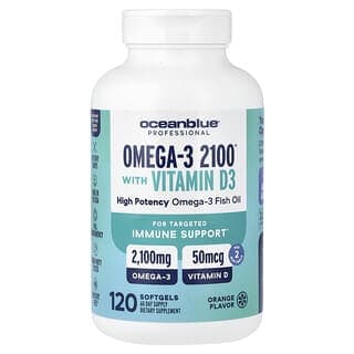 OceanBlue, 專業，含維生素 D 的 Omega-3 2100®，橙味，120 粒軟膠囊