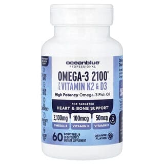 OceanBlue, 專業，含維生素  K2 和 D3 的 Omega-3 2100®，橙味，60 粒軟膠囊