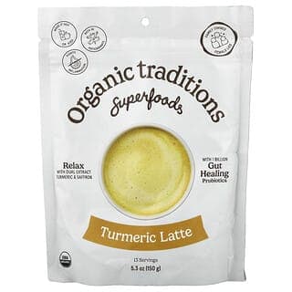 Organic Traditions, 含有番紅花和益生菌的薑黃拿鐵，5.3 盎司（150 克）