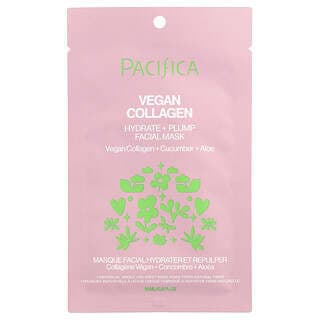 Pacifica, 補水豐盈美容面膜，全素膠原蛋白，1 片面膜，0.6 液量盎司（18 毫升）