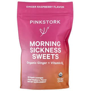 Pink Stork, 止晨吐糖，生姜樹莓，30 粒有機含片