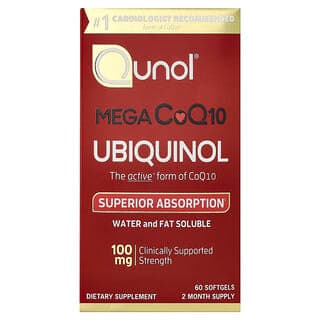 Qunol, Mega 輔酶 Q10，泛醇，100 毫克，60 粒軟膠囊