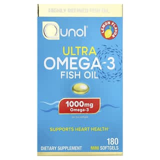 Qunol, Ultra Omega-3 魚油，檸檬味，1000 毫克，180 粒迷你軟膠囊（每粒軟膠囊 500 毫克）